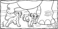 A coloring page of the lion king